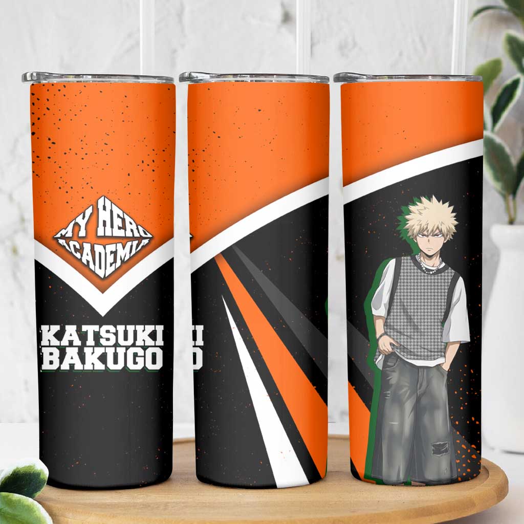 Katsuki Bakugo My Hero Academia Skinny Tumbler Anime Grunge Splatter Graphic Style