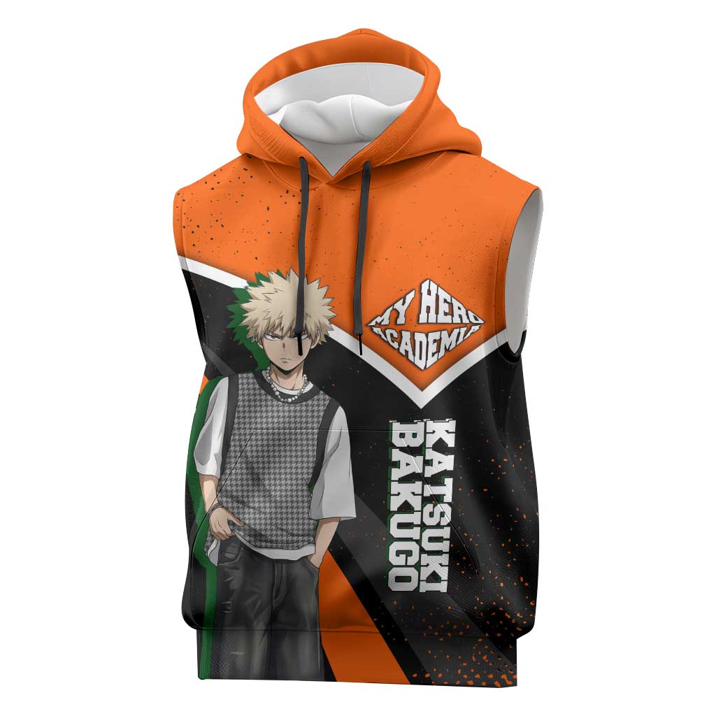 Katsuki Bakugo My Hero Academia Sleeveless Hoodie Anime Grunge Splatter Graphic Style