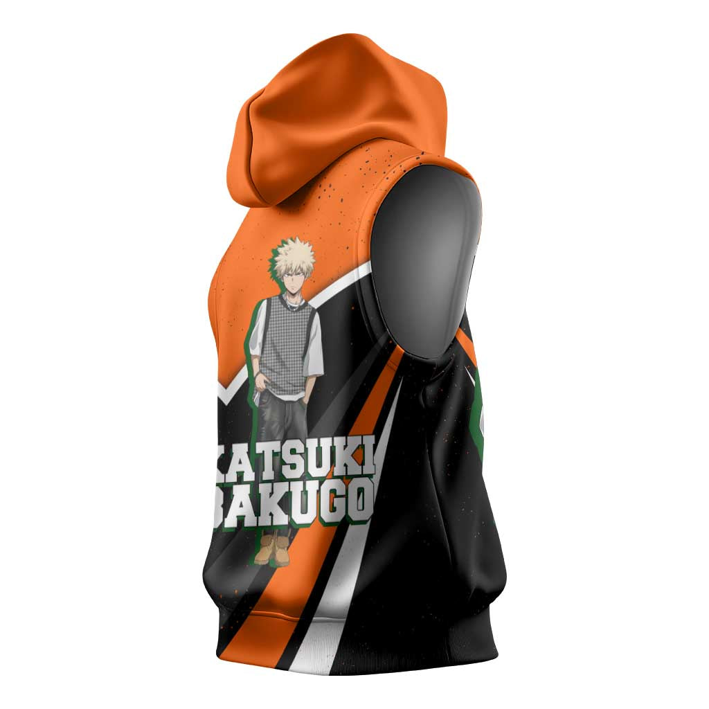 Katsuki Bakugo My Hero Academia Sleeveless Hoodie Anime Grunge Splatter Graphic Style