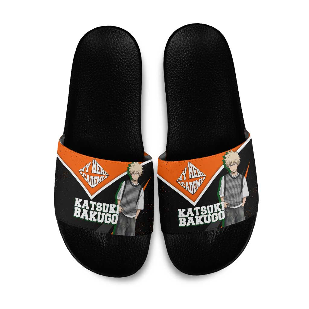 Katsuki Bakugo My Hero Academia Slide Sandals Anime Grunge Splatter Graphic Style