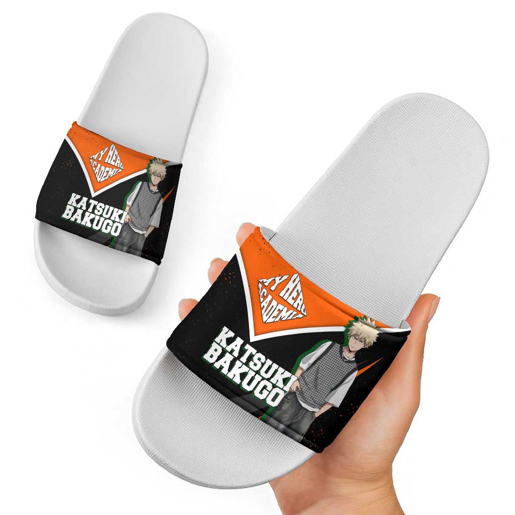 Katsuki Bakugo My Hero Academia Slide Sandals Anime Grunge Splatter Graphic Style