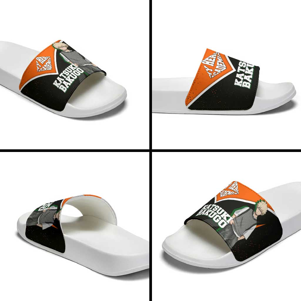 Katsuki Bakugo My Hero Academia Slide Sandals Anime Grunge Splatter Graphic Style