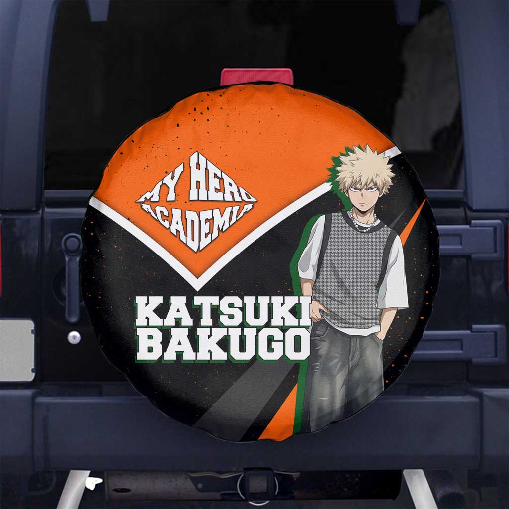 Katsuki Bakugo My Hero Academia Spare Tire Cover Anime Grunge Splatter Graphic Style