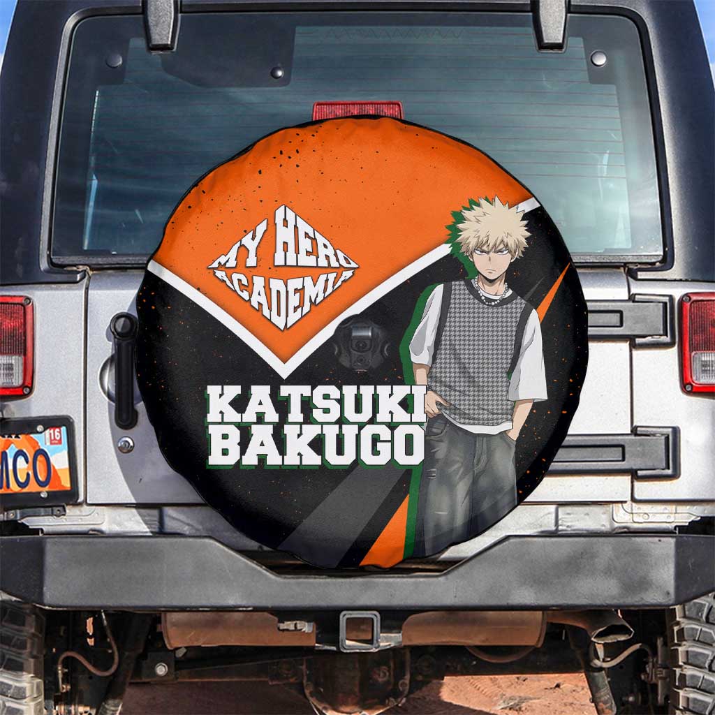 Katsuki Bakugo My Hero Academia Spare Tire Cover Anime Grunge Splatter Graphic Style