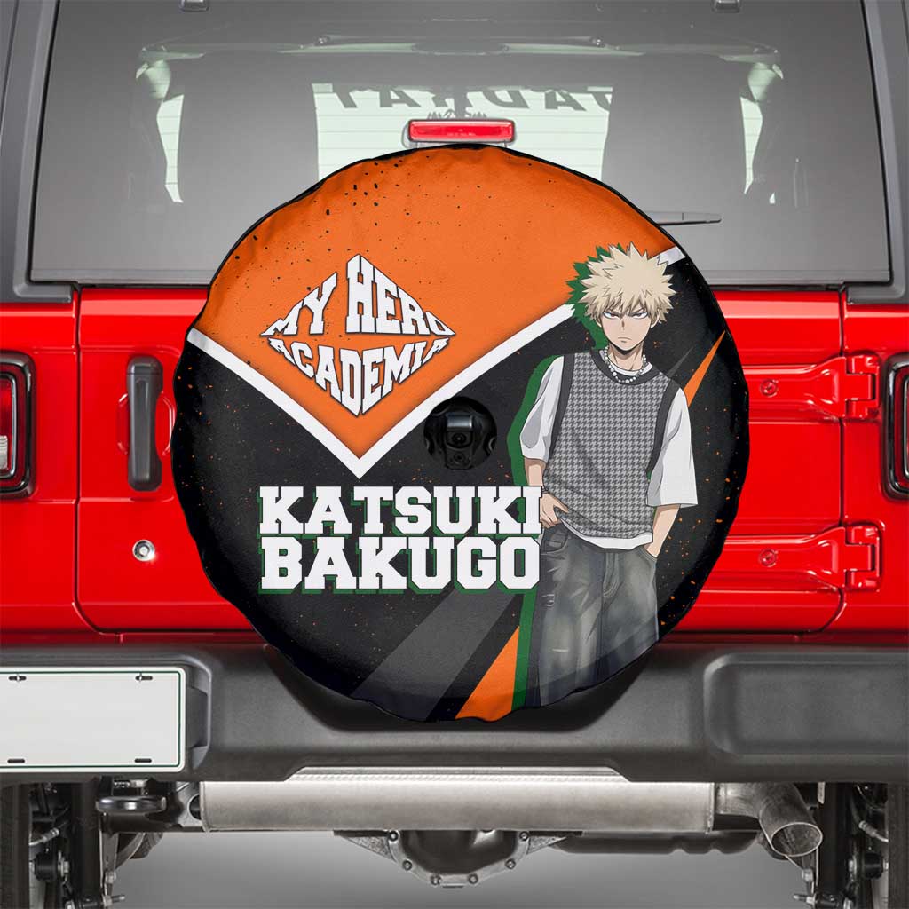Katsuki Bakugo My Hero Academia Spare Tire Cover Anime Grunge Splatter Graphic Style
