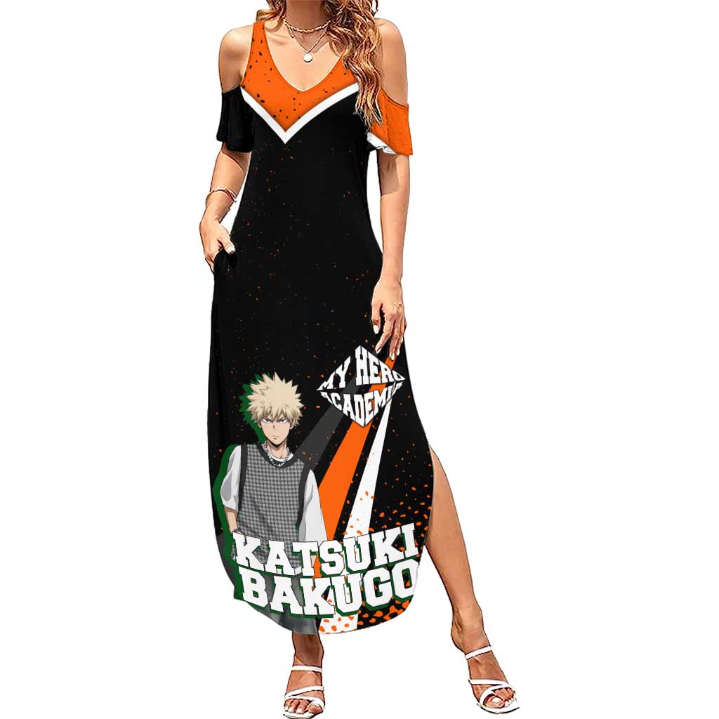 Katsuki Bakugo My Hero Academia Summer Maxi Dress Anime Grunge Splatter Graphic Style