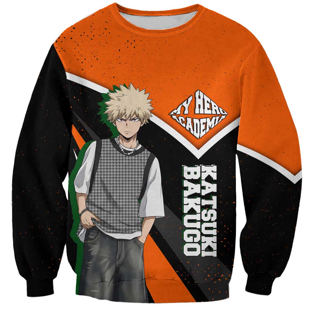 Katsuki Bakugo My Hero Academia Sweatshirt Anime Grunge Splatter Graphic Style