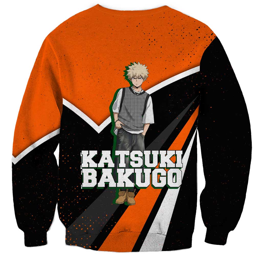 Katsuki Bakugo My Hero Academia Sweatshirt Anime Grunge Splatter Graphic Style