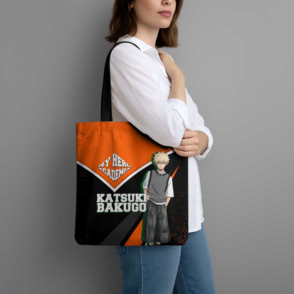 Katsuki Bakugo My Hero Academia Tote Bag Anime Grunge Splatter Graphic Style