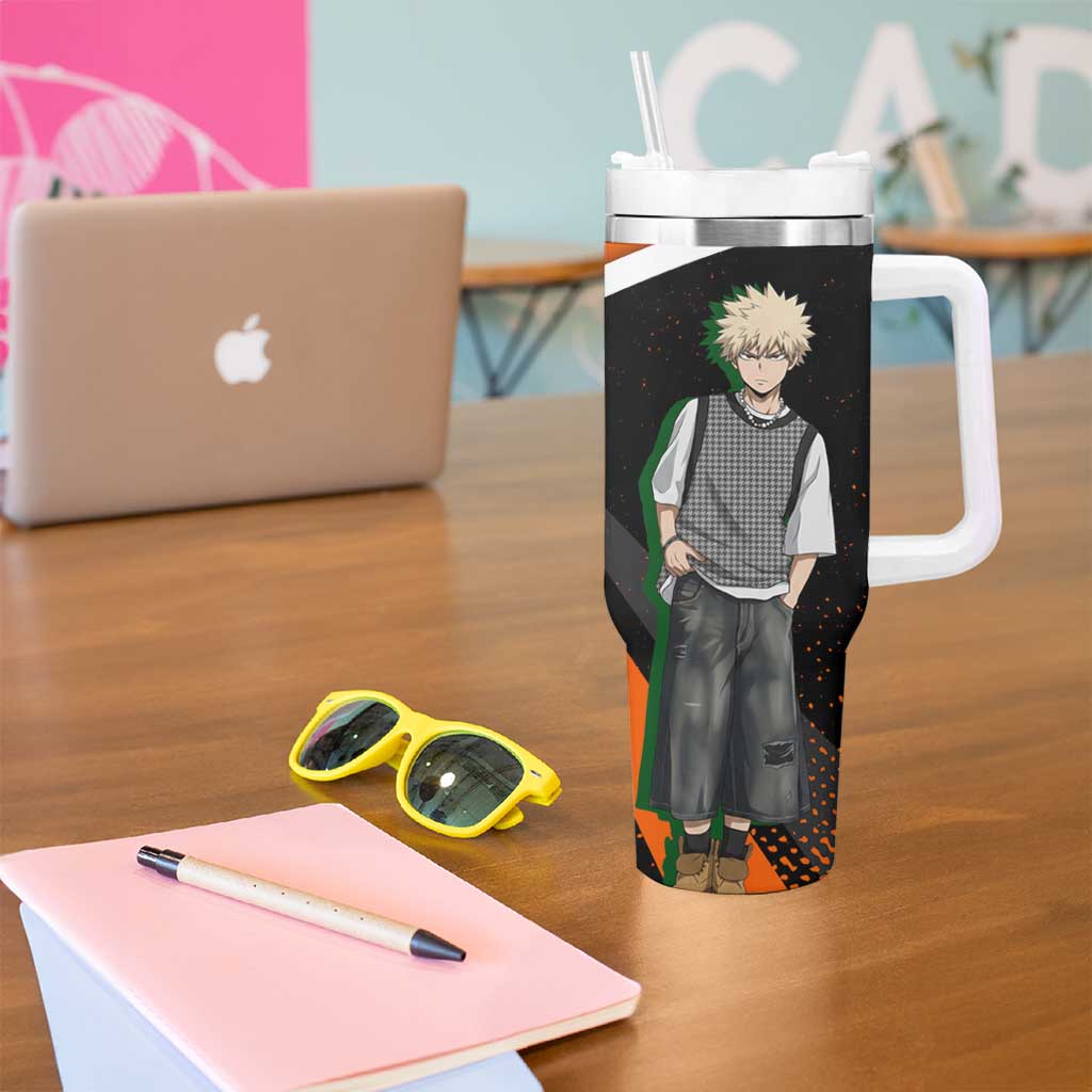 Katsuki Bakugo My Hero Academia Tumbler With Handle Anime Grunge Splatter Graphic Style