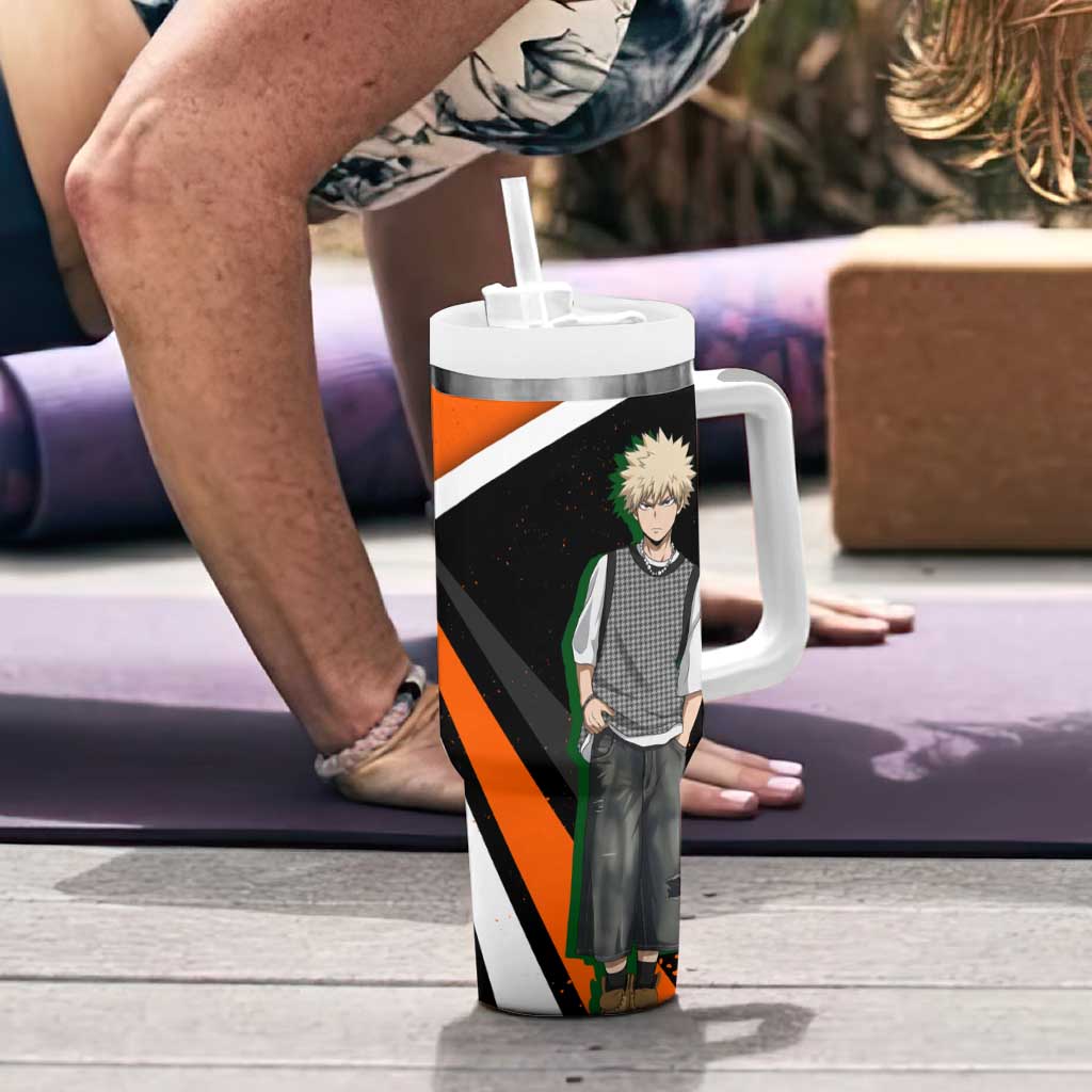 Katsuki Bakugo My Hero Academia Tumbler With Handle Anime Grunge Splatter Graphic Style