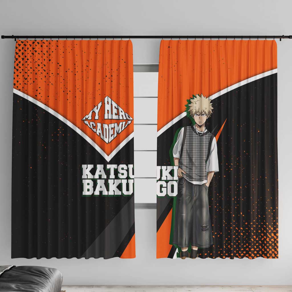 Katsuki Bakugo My Hero Academia Window Curtain Anime Grunge Splatter Graphic Style