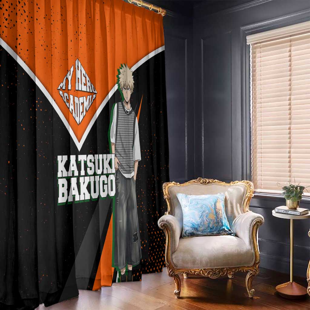 Katsuki Bakugo My Hero Academia Window Curtain Anime Grunge Splatter Graphic Style