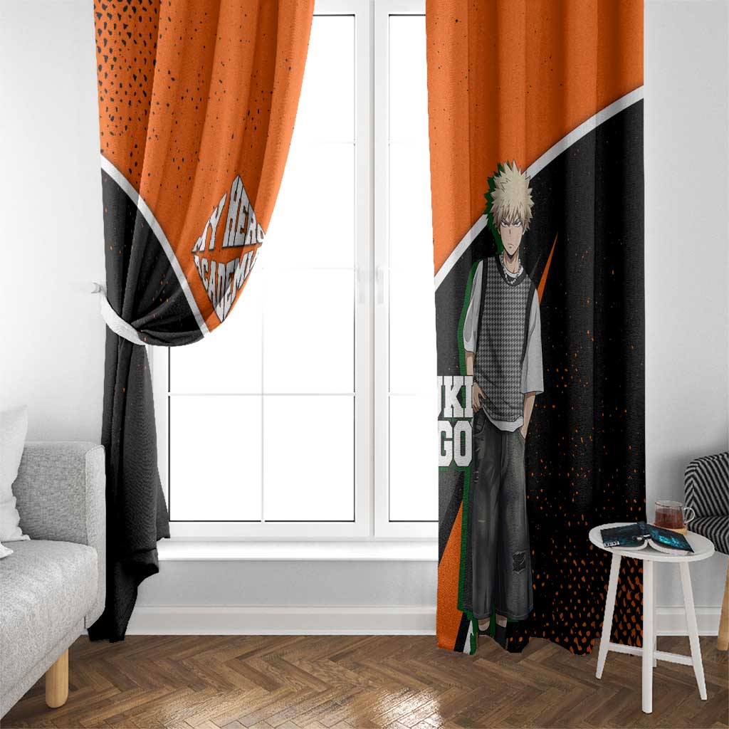 Katsuki Bakugo My Hero Academia Window Curtain Anime Grunge Splatter Graphic Style
