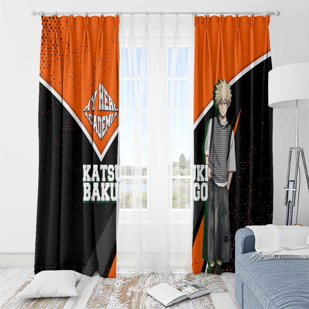 Katsuki Bakugo My Hero Academia Window Curtain Anime Grunge Splatter Graphic Style