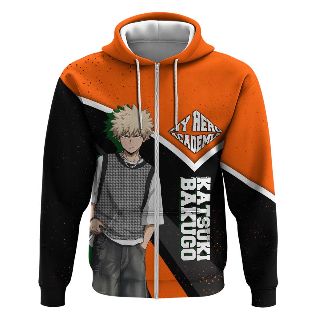 Katsuki Bakugo My Hero Academia Zip Hoodie Anime Grunge Splatter Graphic Style