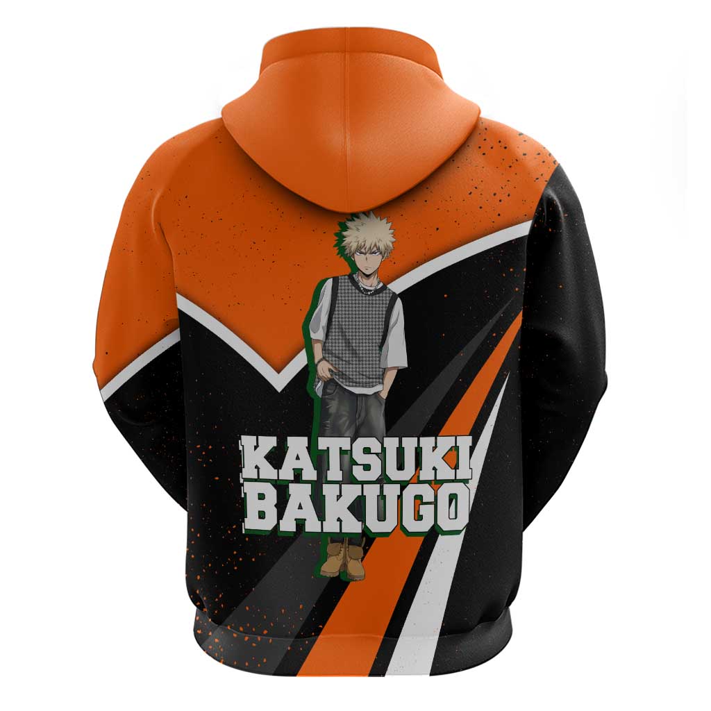 Katsuki Bakugo My Hero Academia Zip Hoodie Anime Grunge Splatter Graphic Style