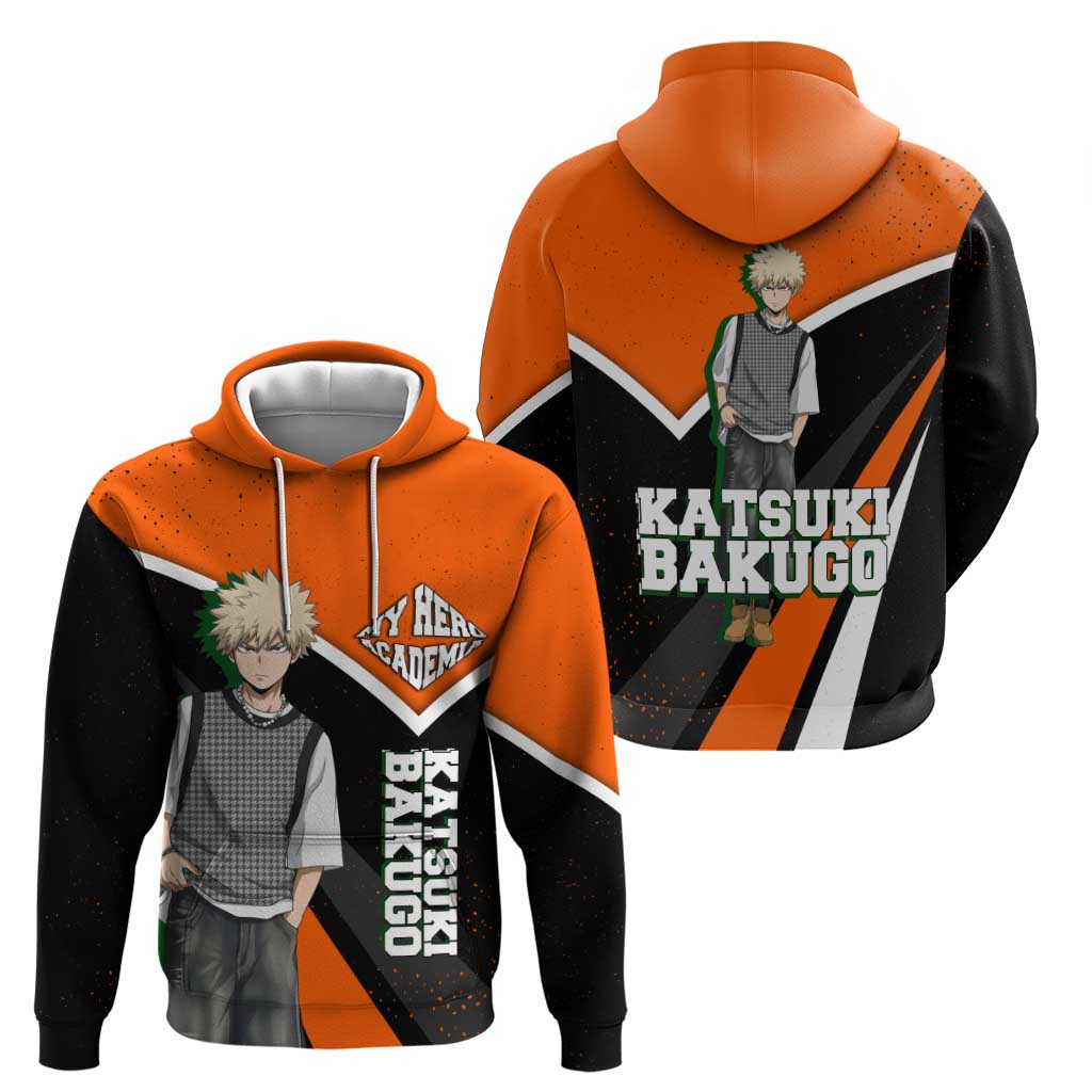 Katsuki Bakugo My Hero Academia Zip Hoodie Anime Grunge Splatter Graphic Style