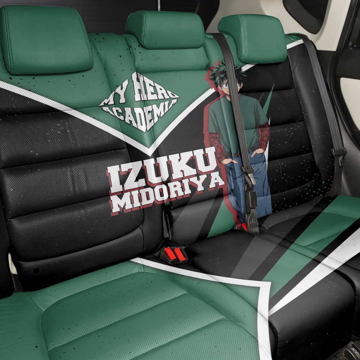 Izuku Midoriya My Hero Academia Back Car Seat Cover Anime Grunge Splatter Graphic Style
