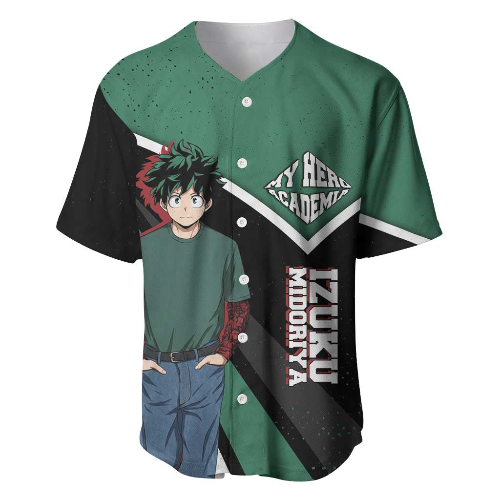 Izuku Midoriya My Hero Academia Baseball Jersey Anime Grunge Splatter Graphic Style