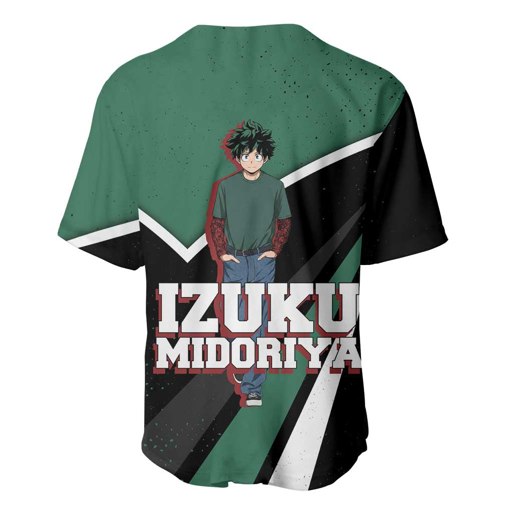 Izuku Midoriya My Hero Academia Baseball Jersey Anime Grunge Splatter Graphic Style