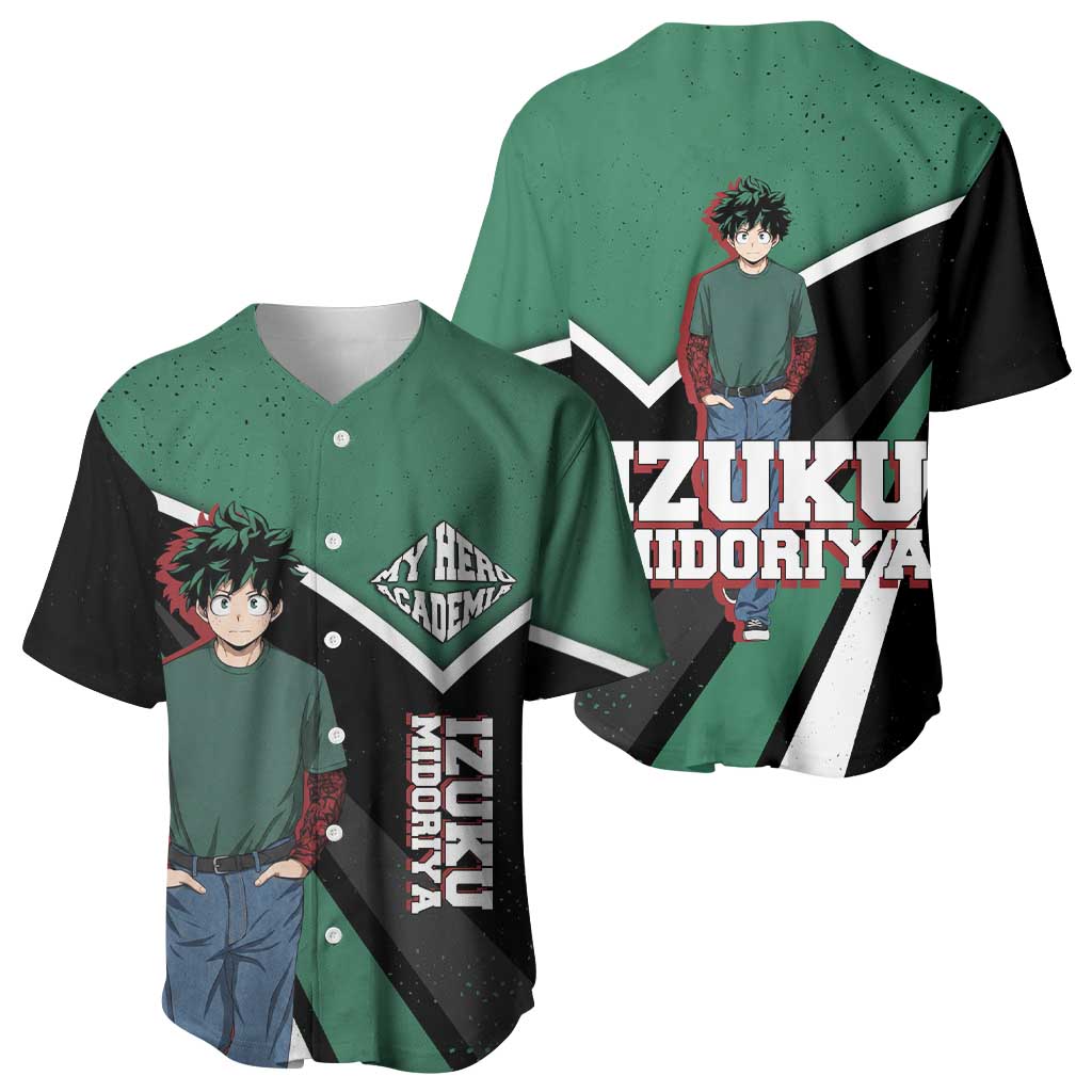 Izuku Midoriya My Hero Academia Baseball Jersey Anime Grunge Splatter Graphic Style