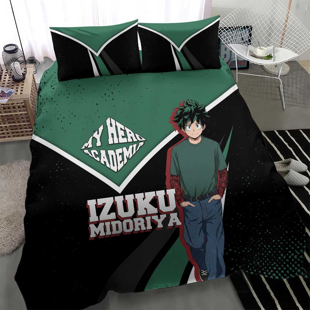 Izuku Midoriya My Hero Academia Bedding Set Anime Grunge Splatter Graphic Style
