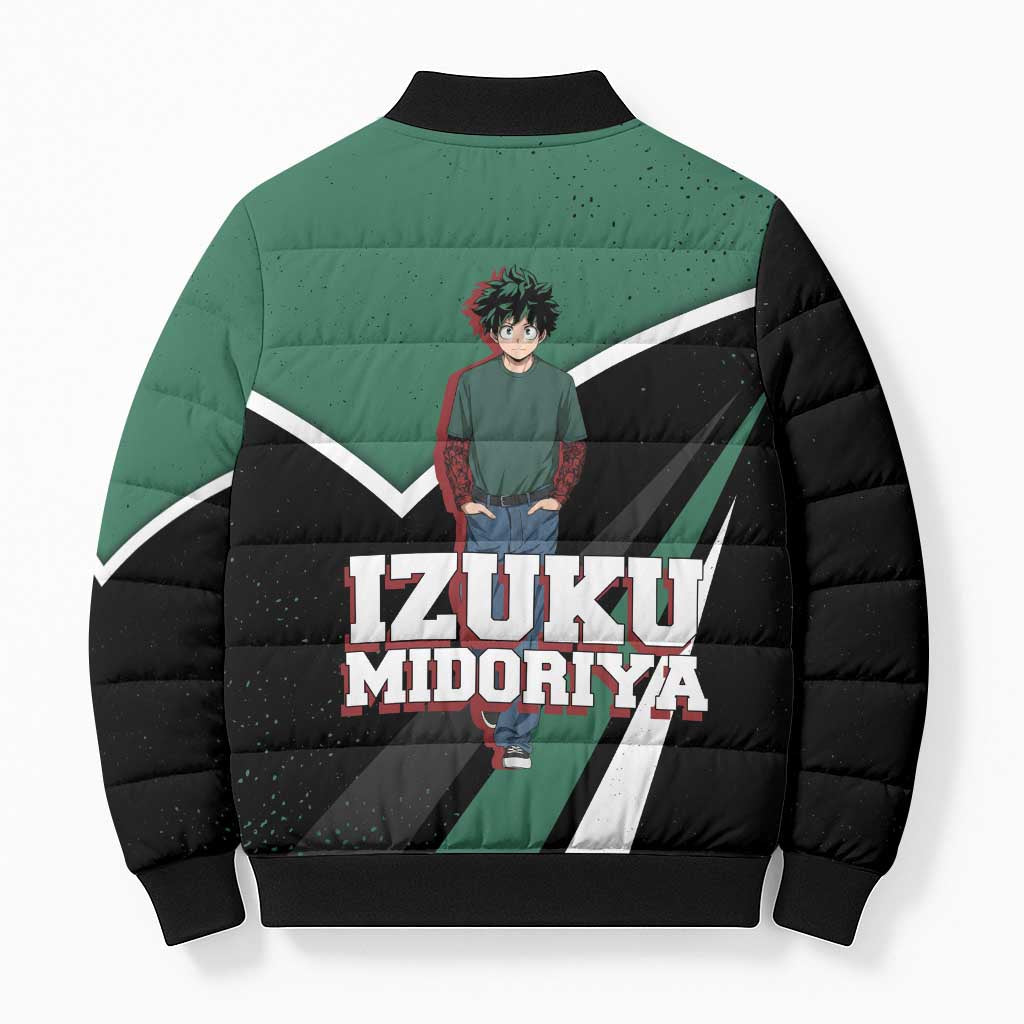 Izuku Midoriya My Hero Academia Bomber Puffer Jacket Anime Grunge Splatter Graphic Style