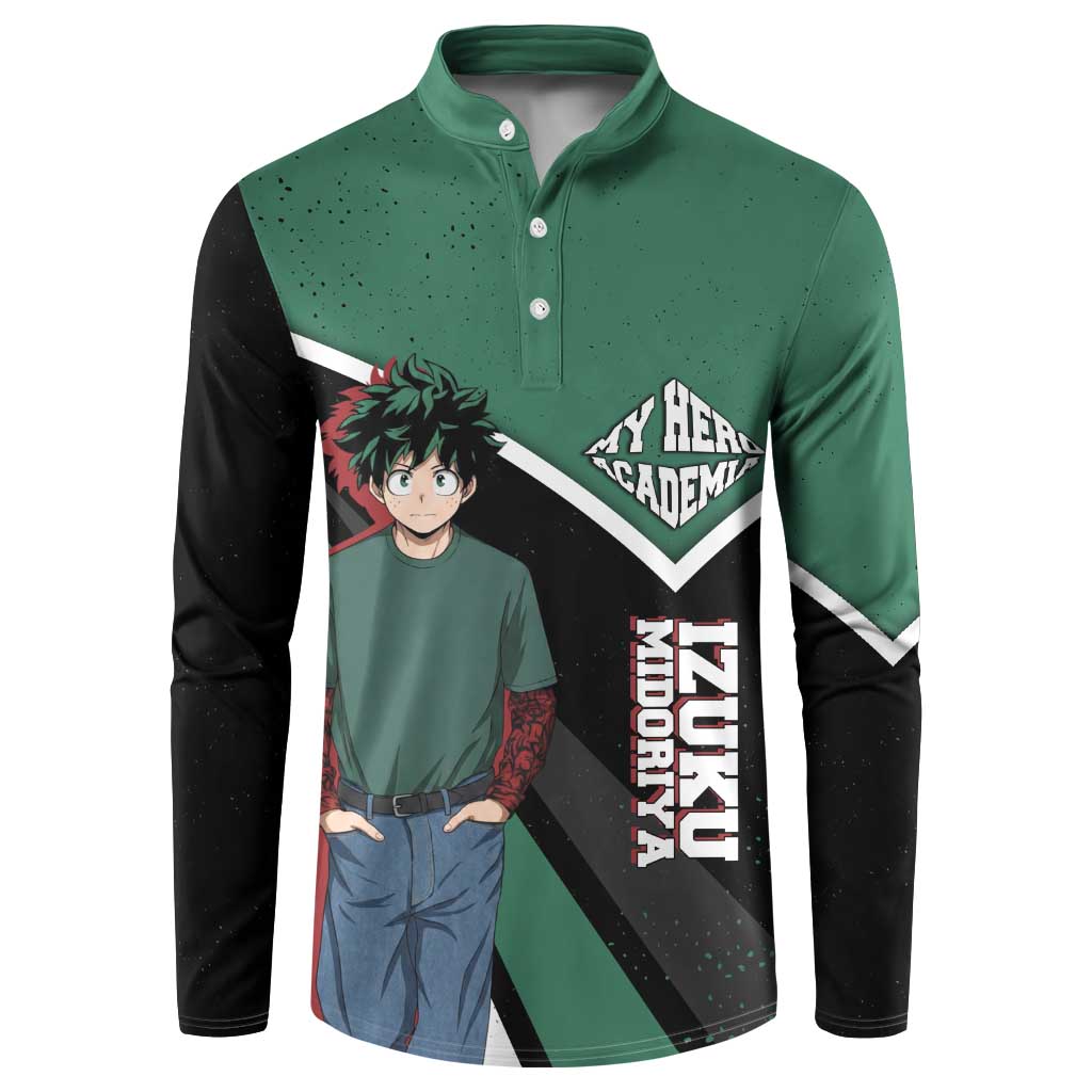 Izuku Midoriya My Hero Academia Button Sweatshirt Anime Grunge Splatter Graphic Style
