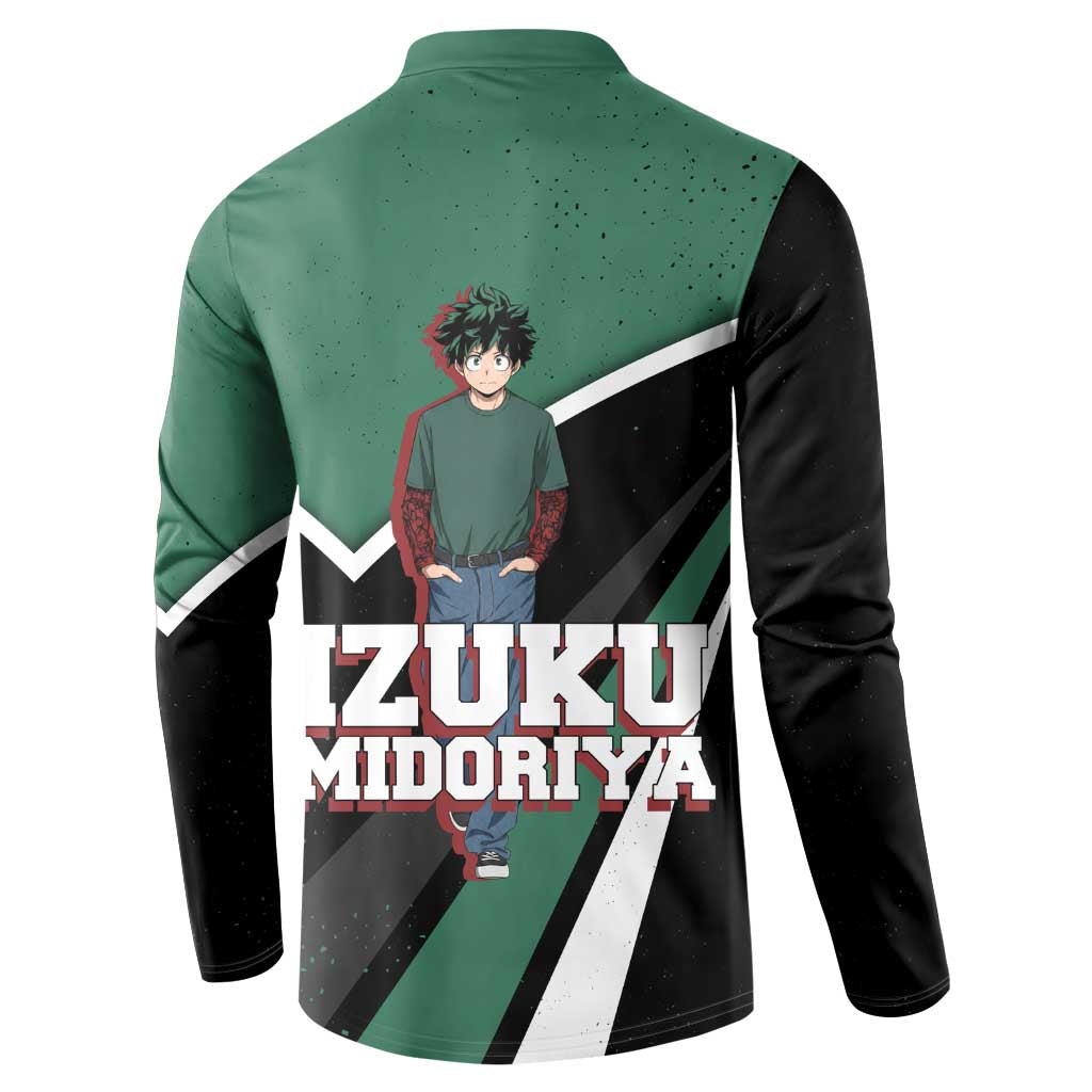 Izuku Midoriya My Hero Academia Button Sweatshirt Anime Grunge Splatter Graphic Style