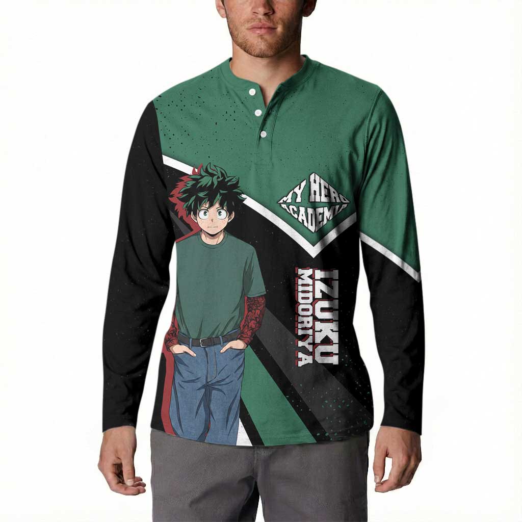 Izuku Midoriya My Hero Academia Button Sweatshirt Anime Grunge Splatter Graphic Style