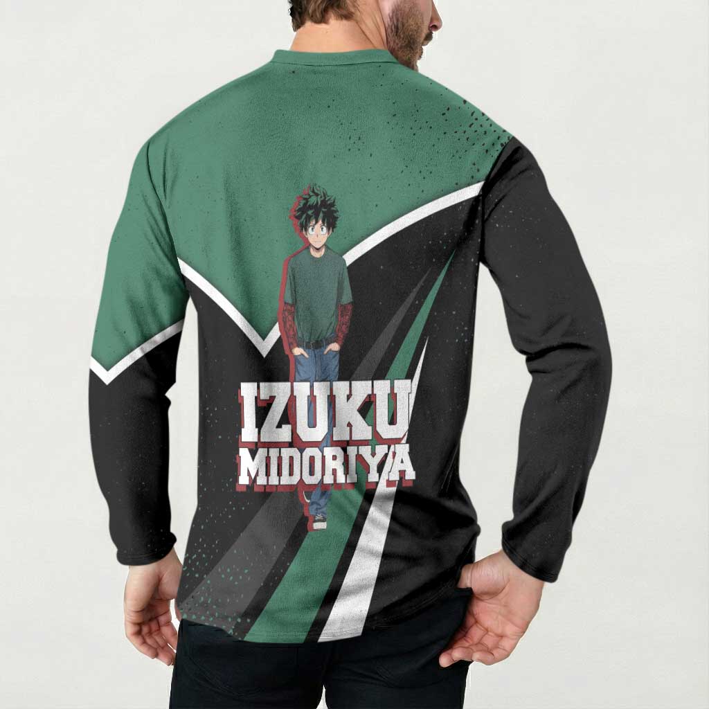Izuku Midoriya My Hero Academia Button Sweatshirt Anime Grunge Splatter Graphic Style