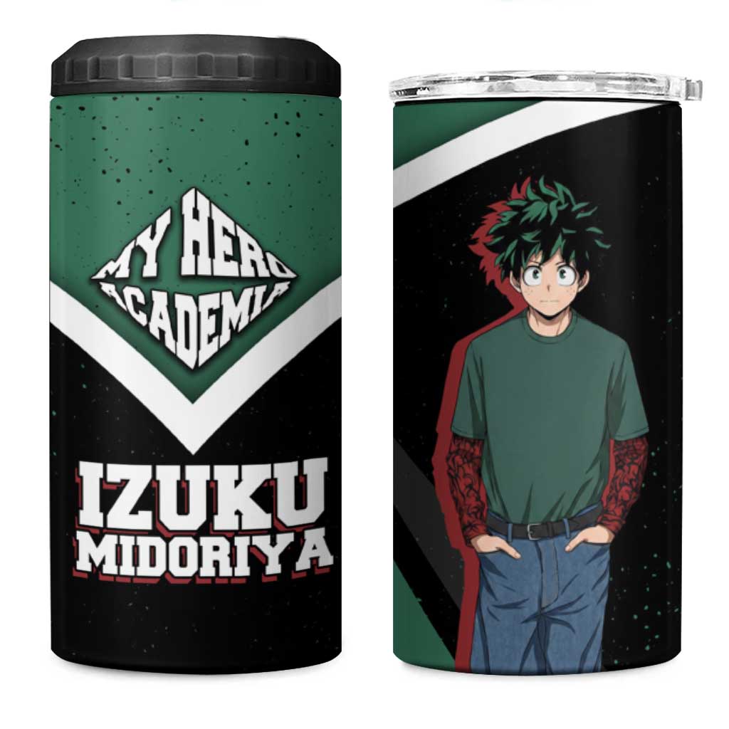 Izuku Midoriya My Hero Academia 4 in 1 Can Cooler Tumbler Anime Grunge Splatter Graphic Style