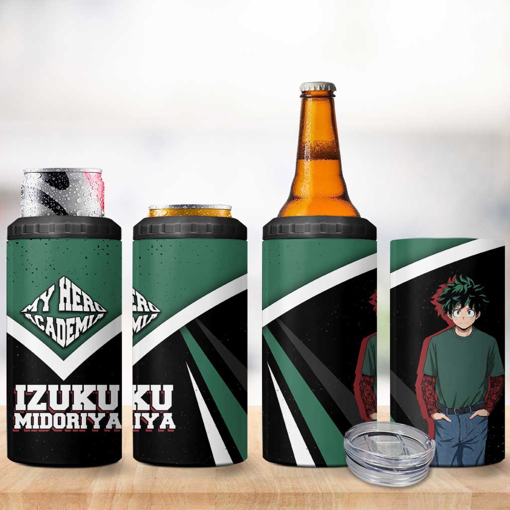 Izuku Midoriya My Hero Academia 4 in 1 Can Cooler Tumbler Anime Grunge Splatter Graphic Style