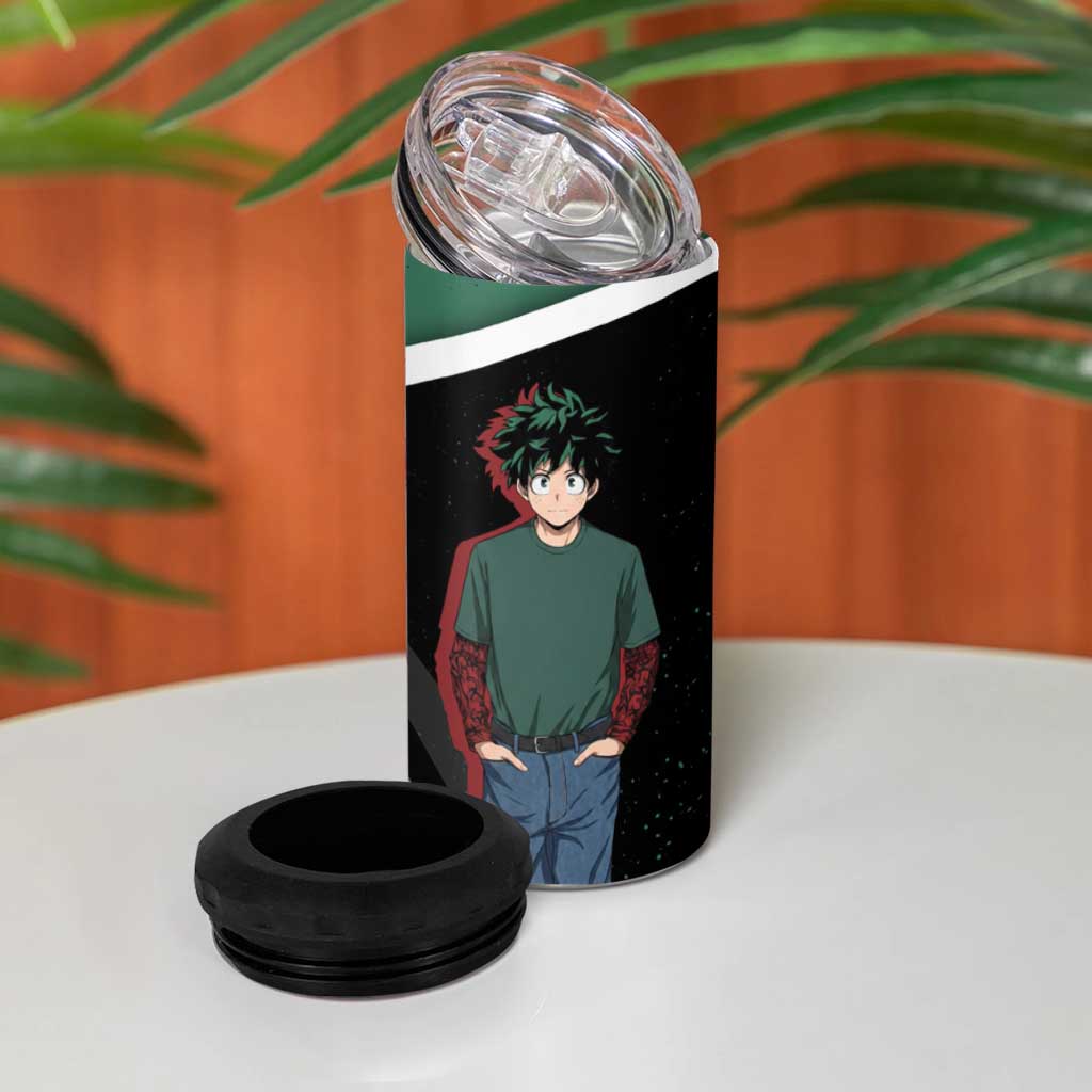 Izuku Midoriya My Hero Academia 4 in 1 Can Cooler Tumbler Anime Grunge Splatter Graphic Style