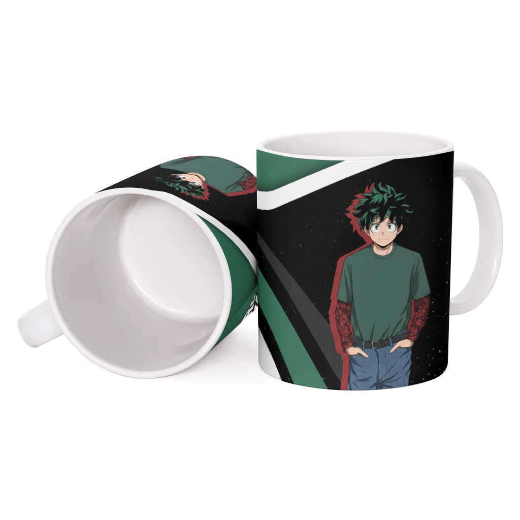 Izuku Midoriya My Hero Academia Ceramic Mug Anime Grunge Splatter Graphic Style