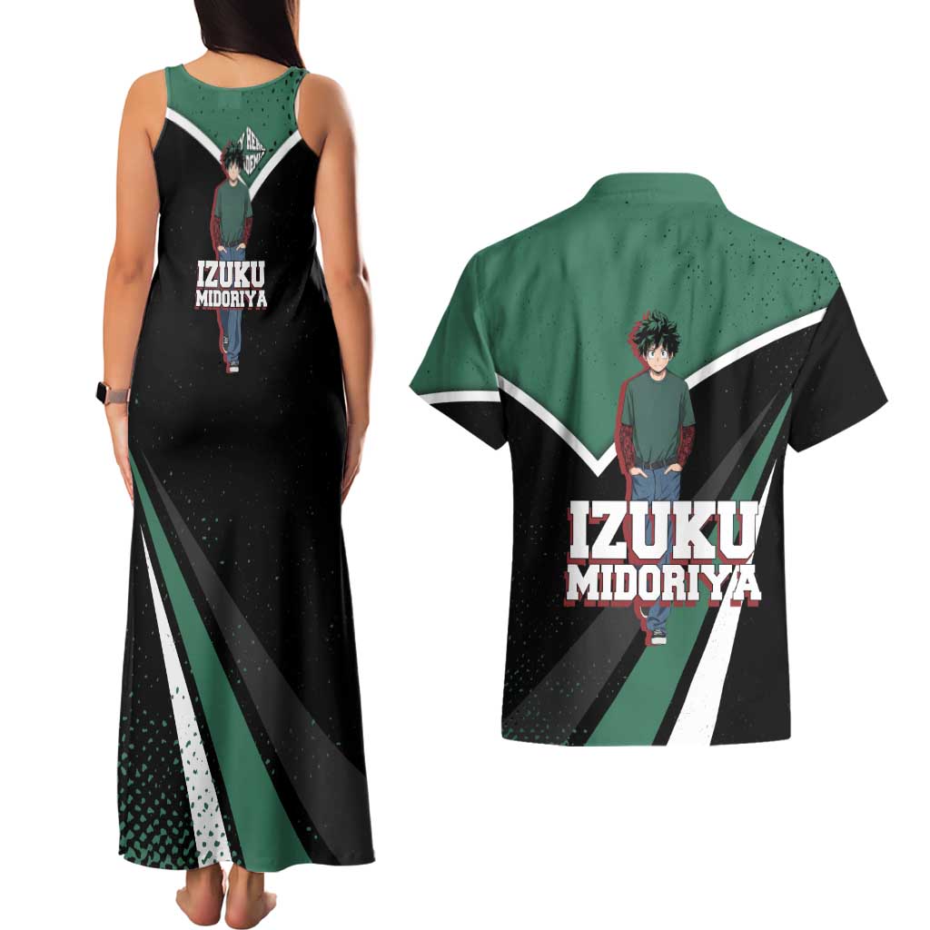 Izuku Midoriya My Hero Academia Couples Matching Tank Maxi Dress and Hawaiian Shirt Anime Grunge Splatter Graphic Style