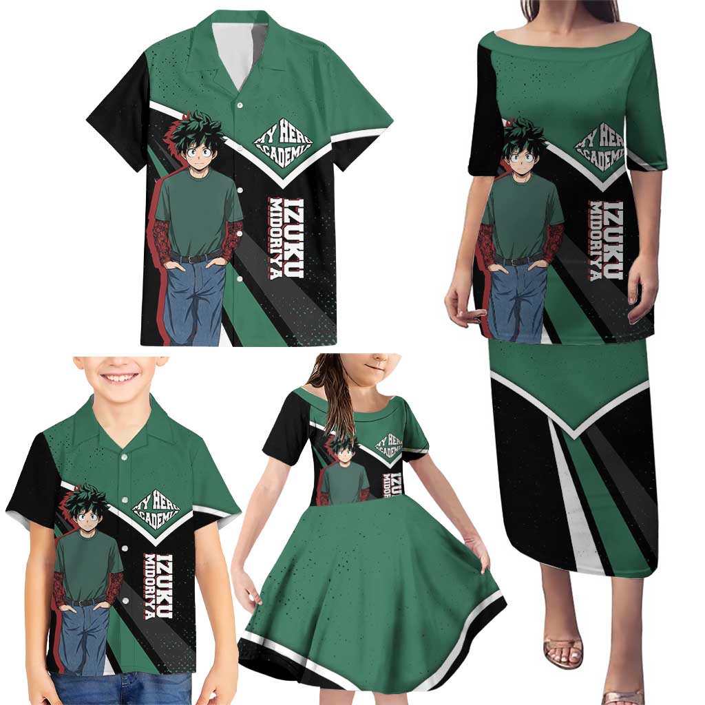 Izuku Midoriya My Hero Academia Family Matching Puletasi and Hawaiian Shirt Anime Grunge Splatter Graphic Style