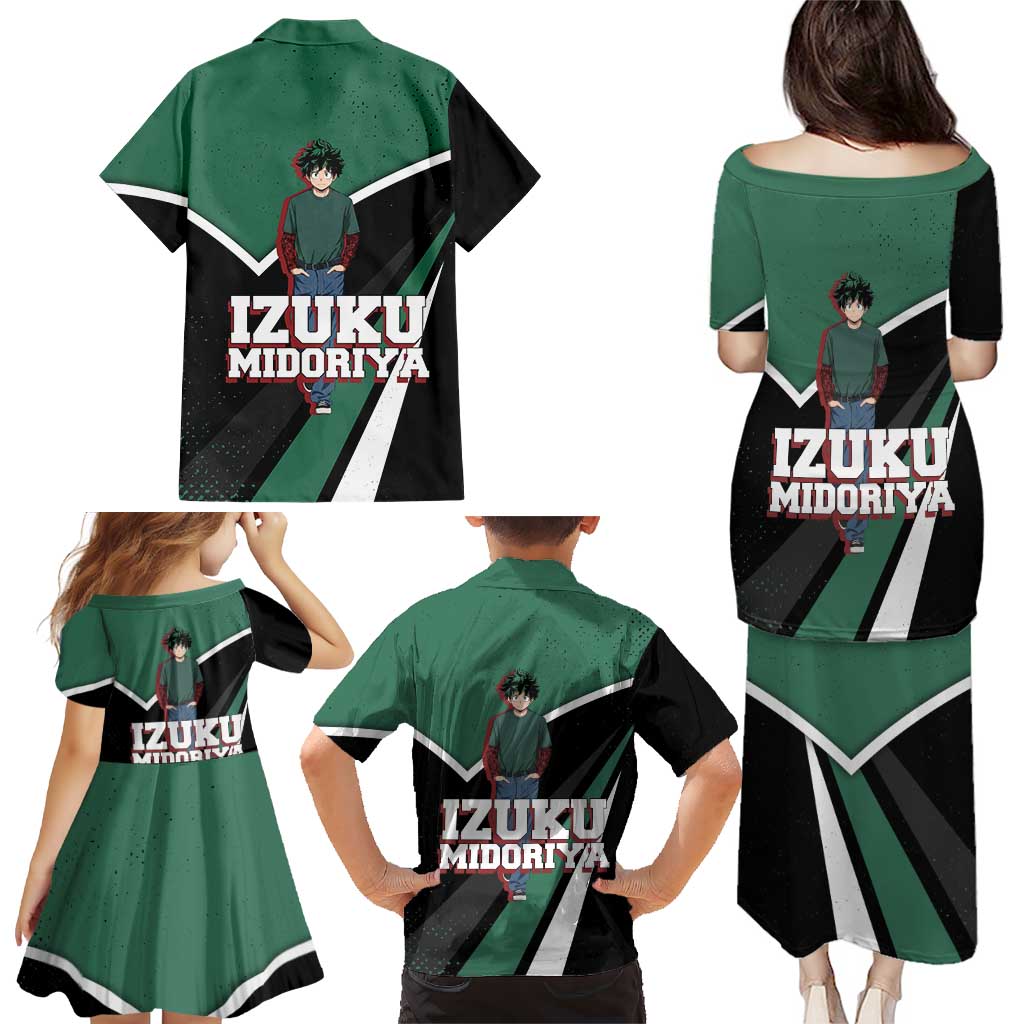 Izuku Midoriya My Hero Academia Family Matching Puletasi and Hawaiian Shirt Anime Grunge Splatter Graphic Style