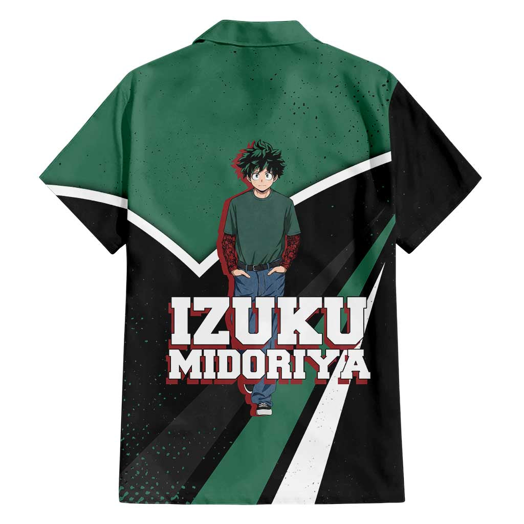 Izuku Midoriya My Hero Academia Family Matching Summer Maxi Dress and Hawaiian Shirt Anime Grunge Splatter Graphic Style