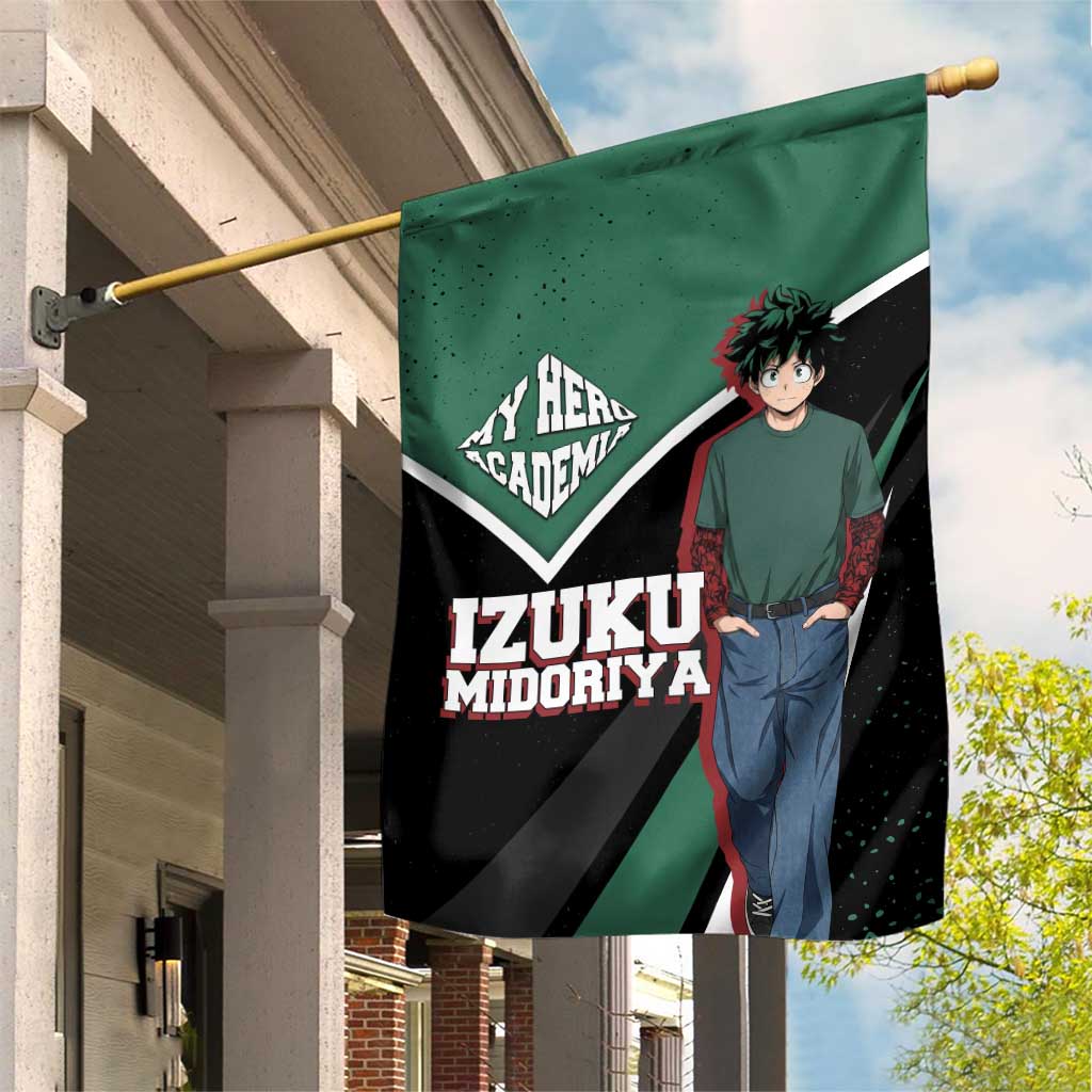 Izuku Midoriya My Hero Academia Garden Flag Anime Grunge Splatter Graphic Style