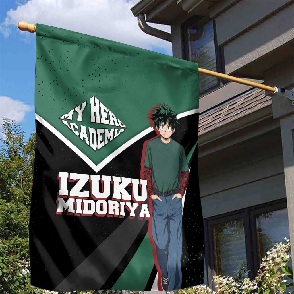 Izuku Midoriya My Hero Academia Garden Flag Anime Grunge Splatter Graphic Style