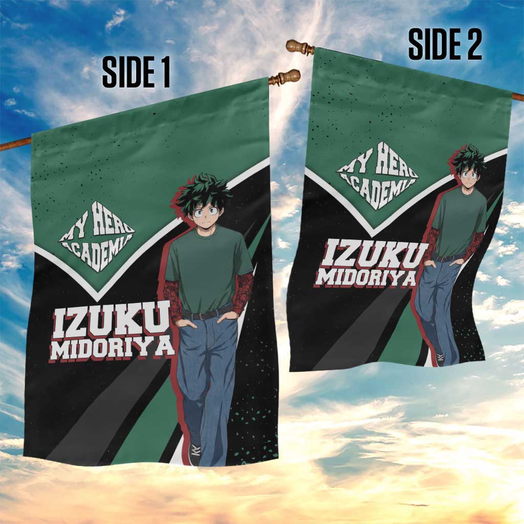Izuku Midoriya My Hero Academia Garden Flag Anime Grunge Splatter Graphic Style