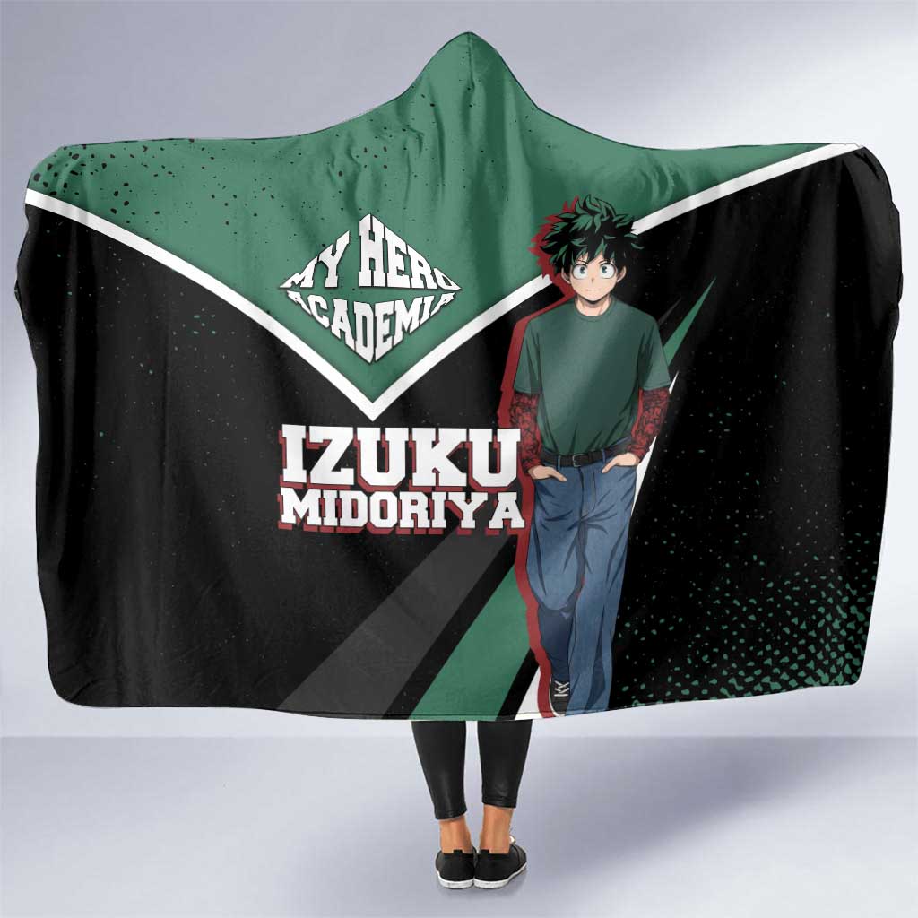 Izuku Midoriya My Hero Academia Hooded Blanket Anime Grunge Splatter Graphic Style