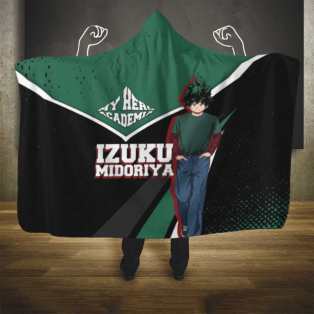 Izuku Midoriya My Hero Academia Hooded Blanket Anime Grunge Splatter Graphic Style