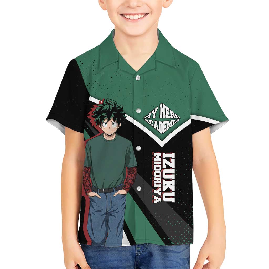 Izuku Midoriya My Hero Academia Kid Hawaiian Shirt Anime Grunge Splatter Graphic Style