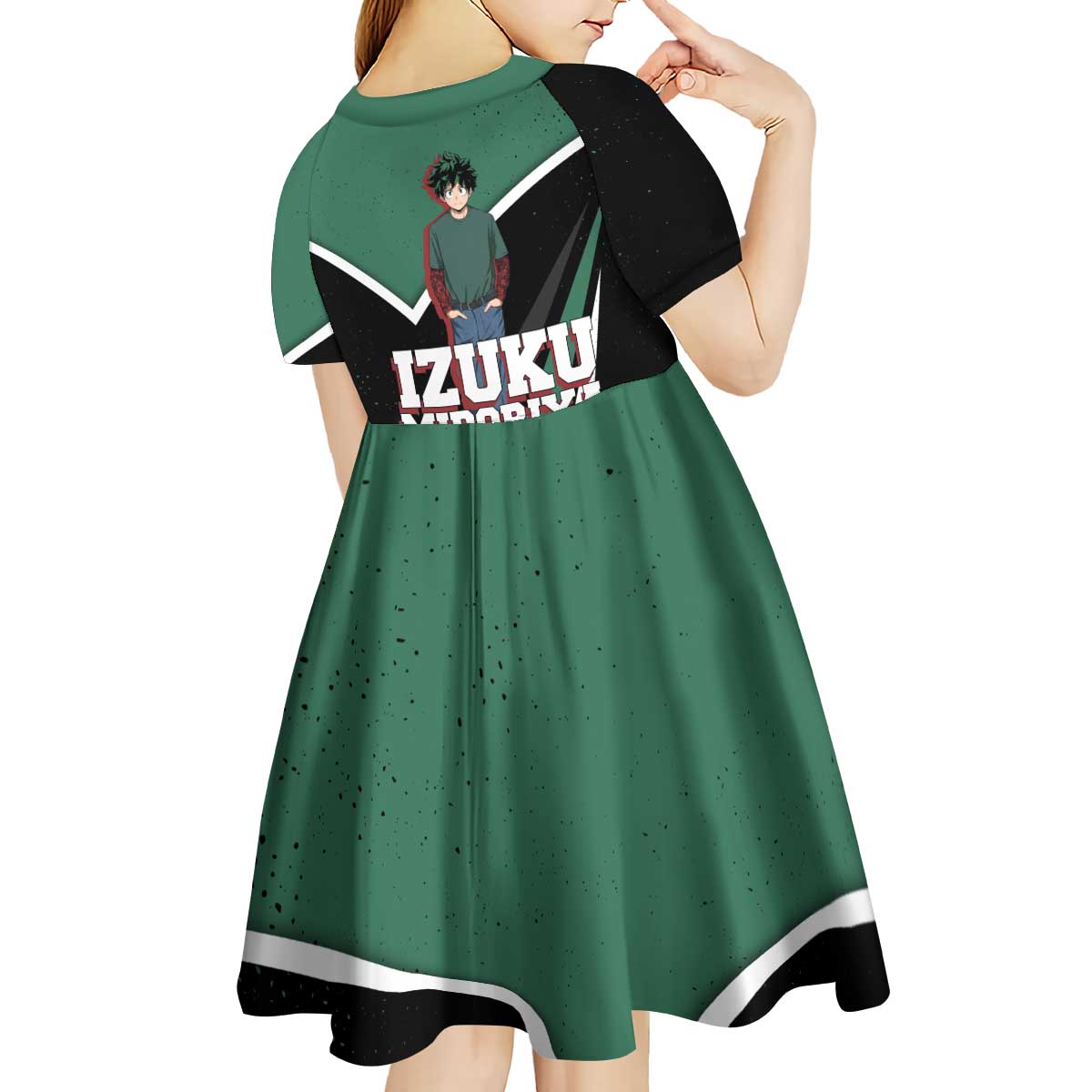 Izuku Midoriya My Hero Academia Kid Short Sleeve Dress Anime Grunge Splatter Graphic Style