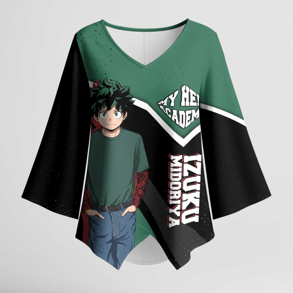 Izuku Midoriya My Hero Academia Kimono Sleeve Blouse Anime Grunge Splatter Graphic Style