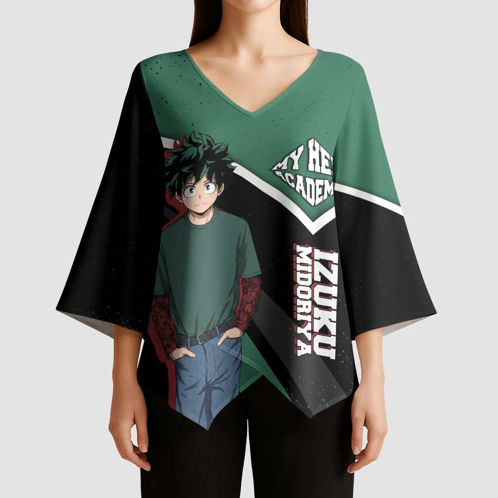 Izuku Midoriya My Hero Academia Kimono Sleeve Blouse Anime Grunge Splatter Graphic Style