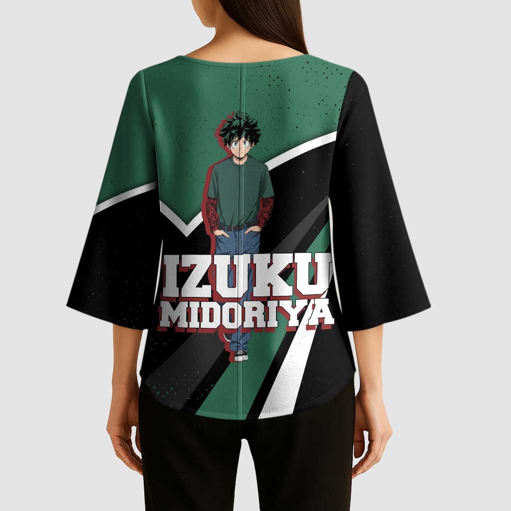 Izuku Midoriya My Hero Academia Kimono Sleeve Blouse Anime Grunge Splatter Graphic Style